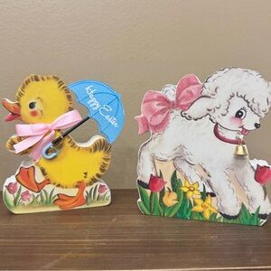 Pink-Bowed Easter Lamb and Duck Easter blocks